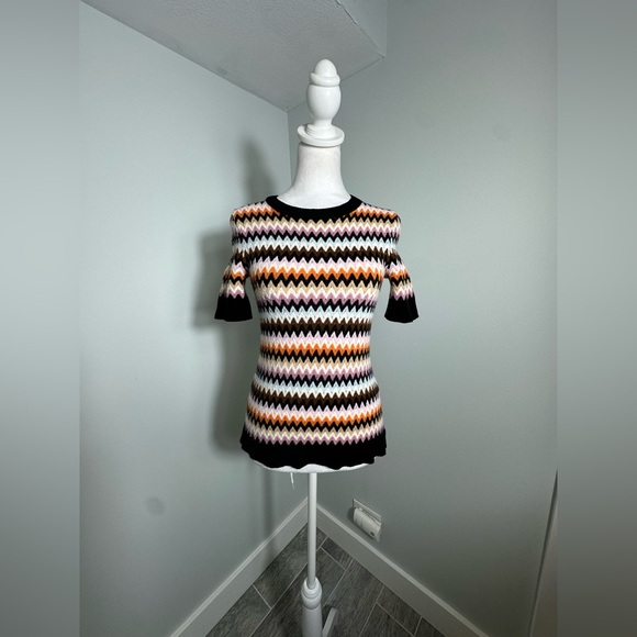 Missoni Wool Short Sleeve Crewneck Zig Zig  Pullover Sweater Size 40/US 4 - Picture 5 of 17